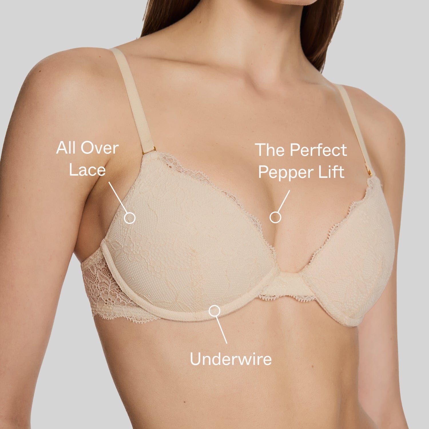 All Over Lace Lift Up Bra Ecru - Image 3