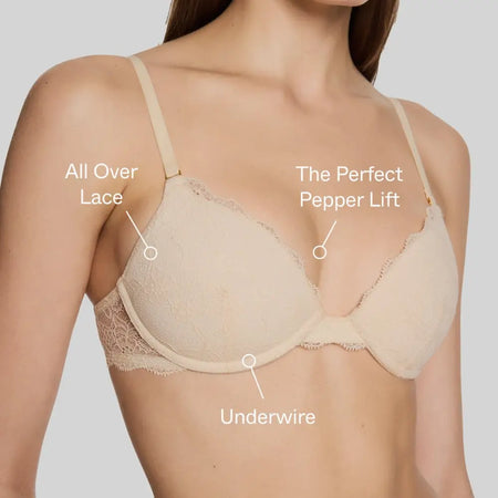 All Over Lace Lift Up Bra Sand - Image 2