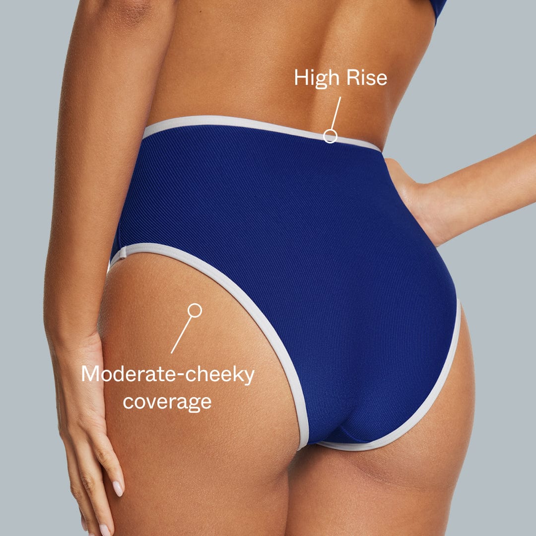 High Waisted Bikini Bottom Ribbed Capri - Image 4