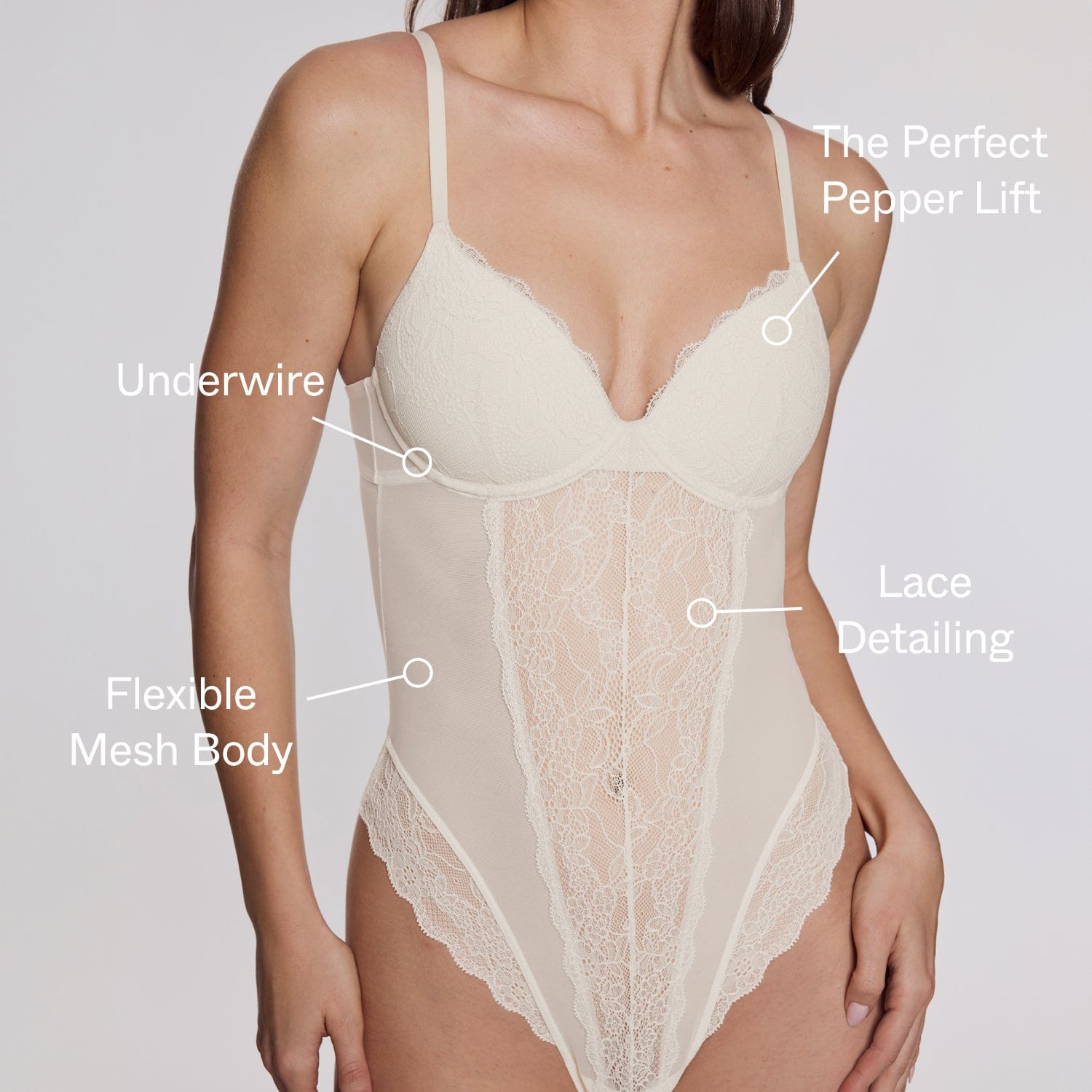 Lace Lift Up Teddy Ecru - Image 5