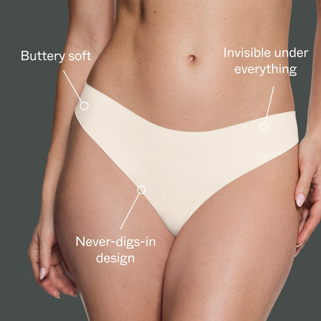 Simply Smooth No Show Thong Ecru - Image 2