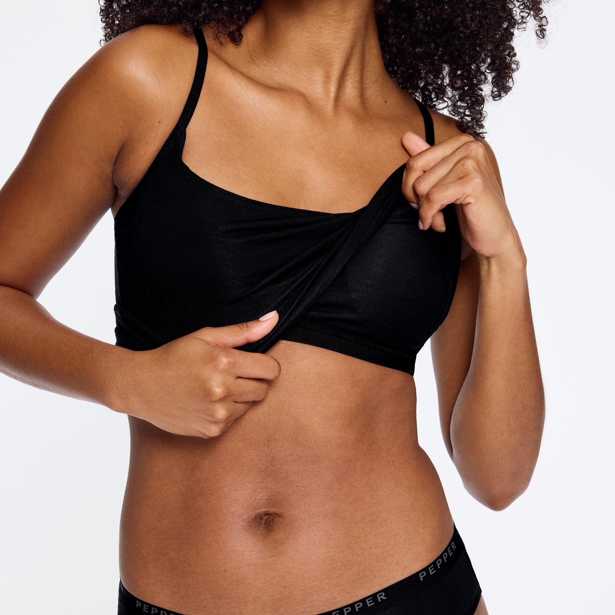 Supima® Cotton Cami Bra Black - Image 6