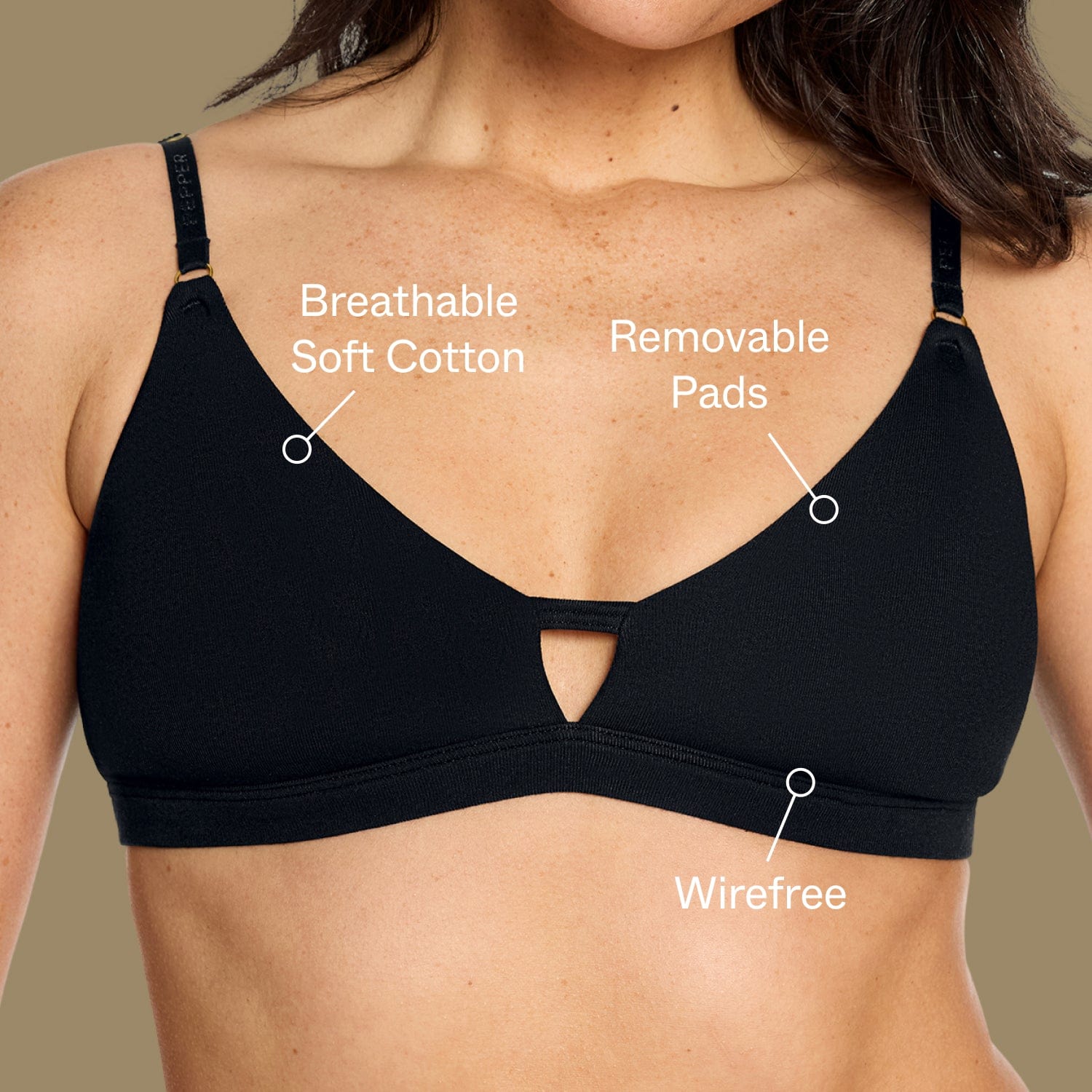 Supima® Cotton Wirefree Bra Black - Image 3