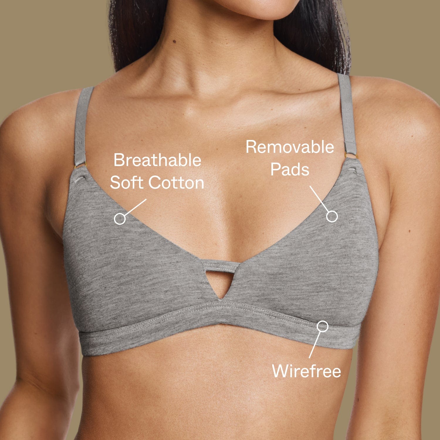 Supima® Cotton Wirefree Bra Heather Grey - Image 3